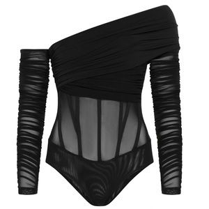 Bardot Bustier Corset mesh Bodysuit